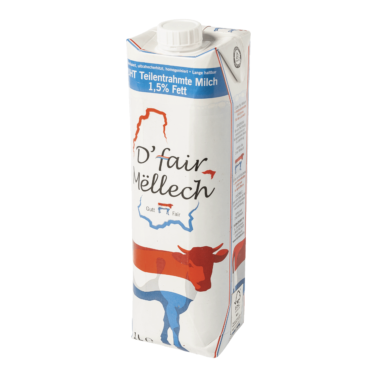 D'FAIR MËLLECH UHT 1,5% Fat (1L)