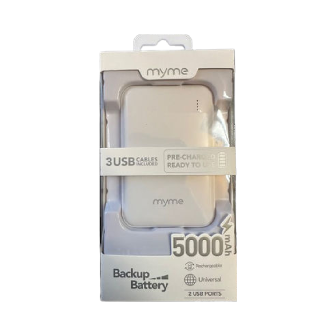 FIFO MyMe Backup 5000mAh Battery 3 USB Cables Included (Charged Powerbank)