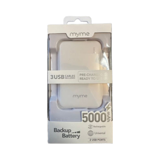 FIFO MyMe Backup 5000mAh Battery 3 USB Cables Included (Charged Powerbank)