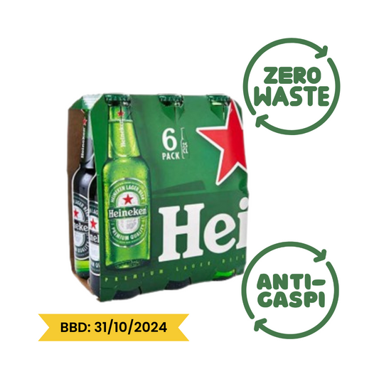 ZERO-WASTE HEINEKEN Lager Beer Glass 5% (6x25cl)